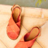SANDALE ORANGE MAISON TOUFET AXELLE CHÈVRE VELOURS
