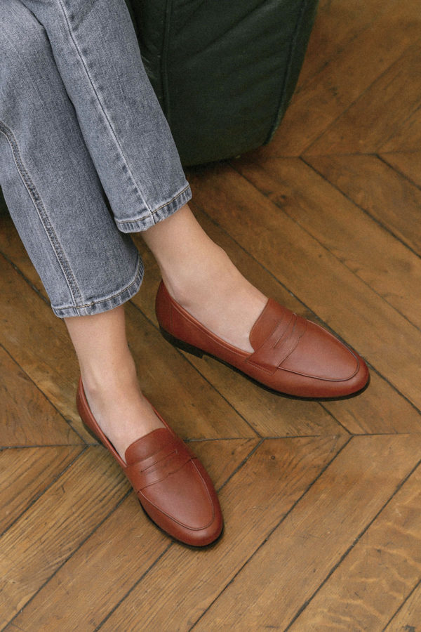 MOCASSIN COGNAC MAISON TOUFET HANNA CUIR TANNAGE VEGETAL