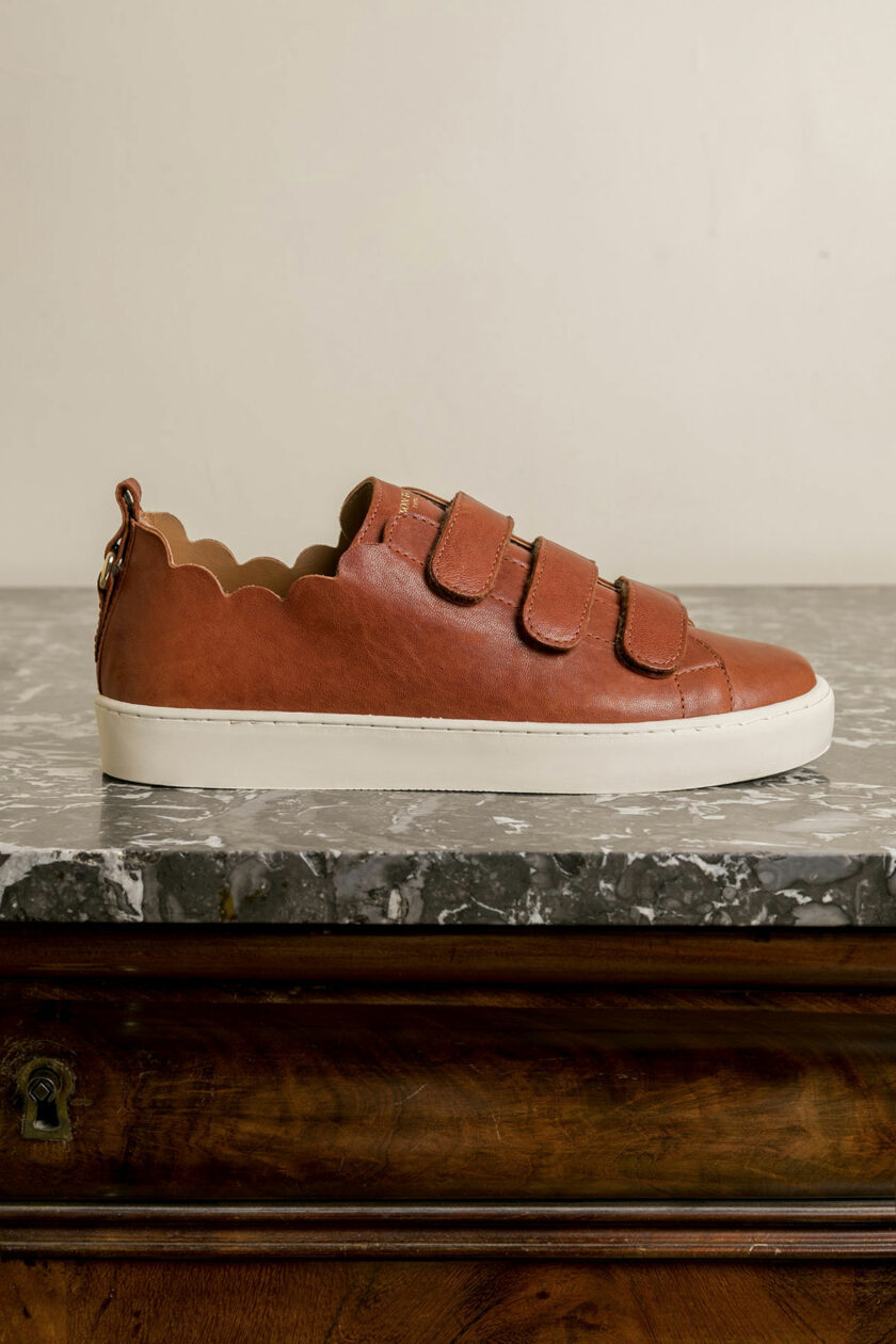 BASKET COGNAC MAISON TOUFET JULIANNE CUIR TANNAGE VEGETAL