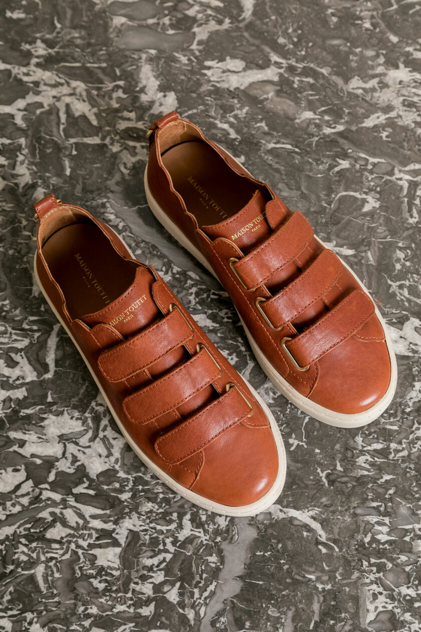 BASKET COGNAC MAISON TOUFET JULIANNE CUIR TANNAGE VEGETAL