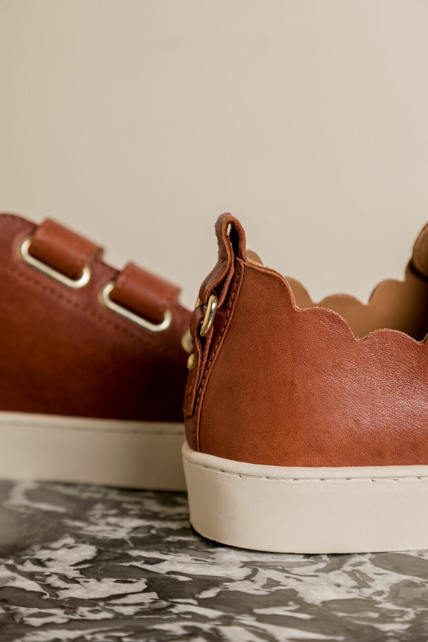 BASKET COGNAC MAISON TOUFET JULIANNE CUIR TANNAGE VEGETAL