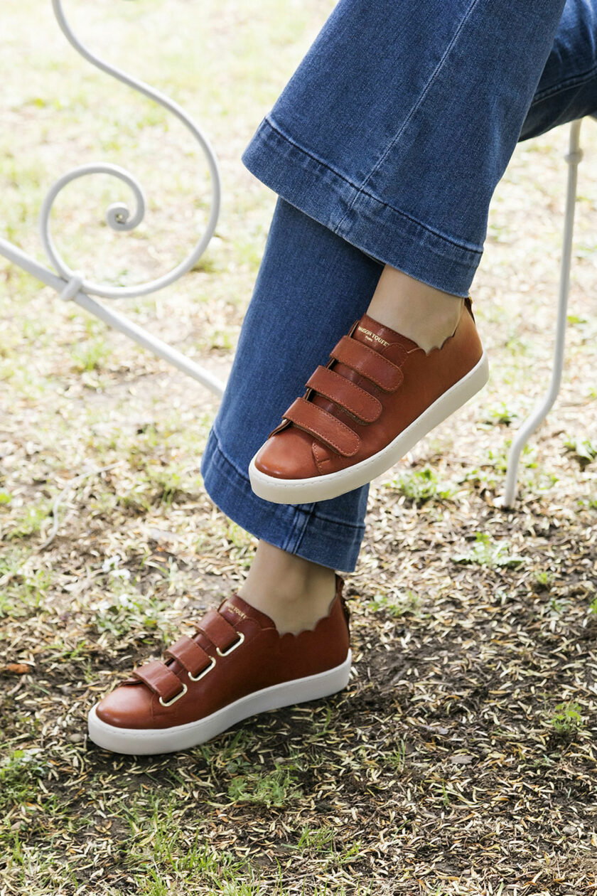 BASKET COGNAC MAISON TOUFET JULIANNE CUIR TANNAGE VEGETAL