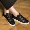BASKET NOIR MAISON TOUFET ANAID CUIR TANNAGE VEGETAL