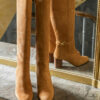 BOTTE CAMEL MAISON TOUFET MADELEINE CUIR VELOURS TANNAGE VEGETAL