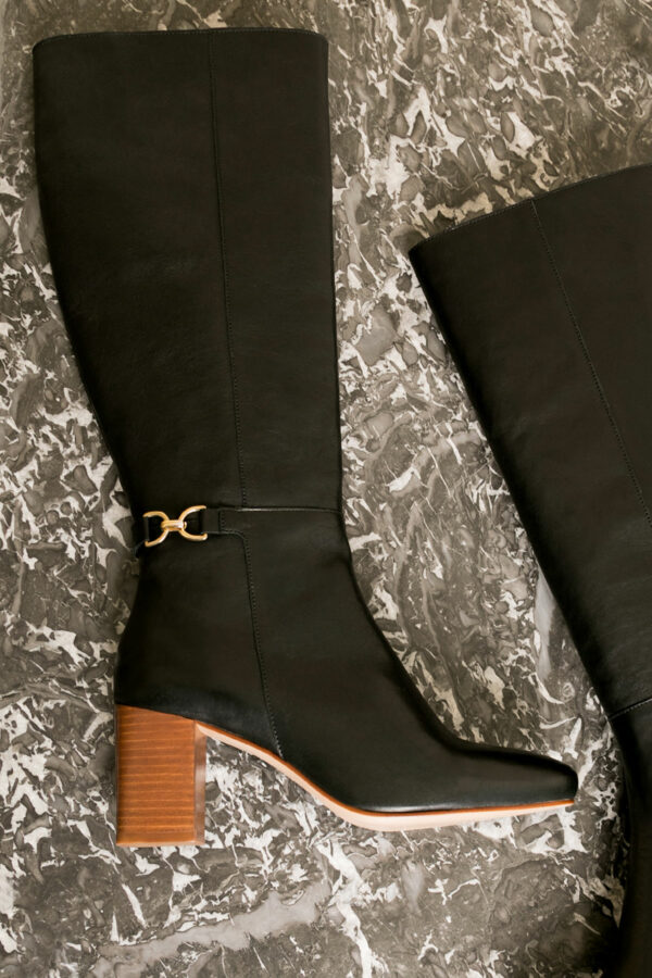 BOTTE NOIR MAISON TOUFET MADELEINE CUIR TANNAGE VEGETAL