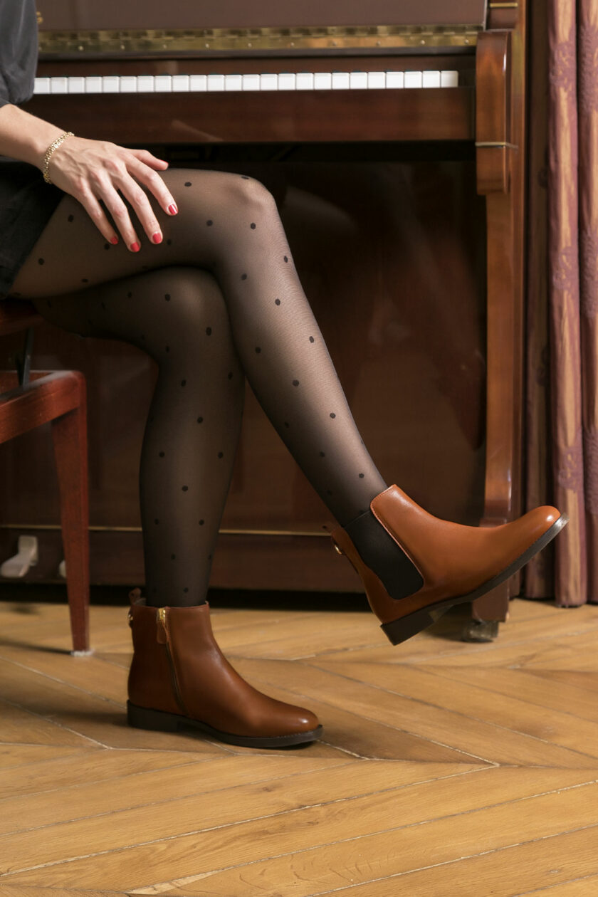 BOTTINE CHELSEA COGNAC MAISON TOUFET MATHILDE CUIR TANNAGE VEGETAL
