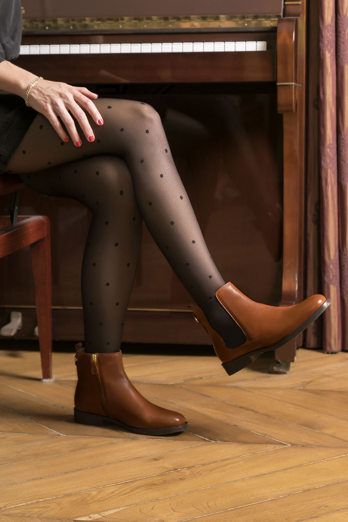 BOTTINE CHELSEA COGNAC MAISON TOUFET MATHILDE CUIR TANNAGE VEGETAL