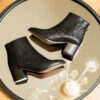 BOTTINE NOIR MAISON TOUFET GAETANE CUIR TEXTURE BRILLANT