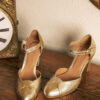ESCARPIN DORE MAISON TOUFET GWENAELLE CUIR METAL