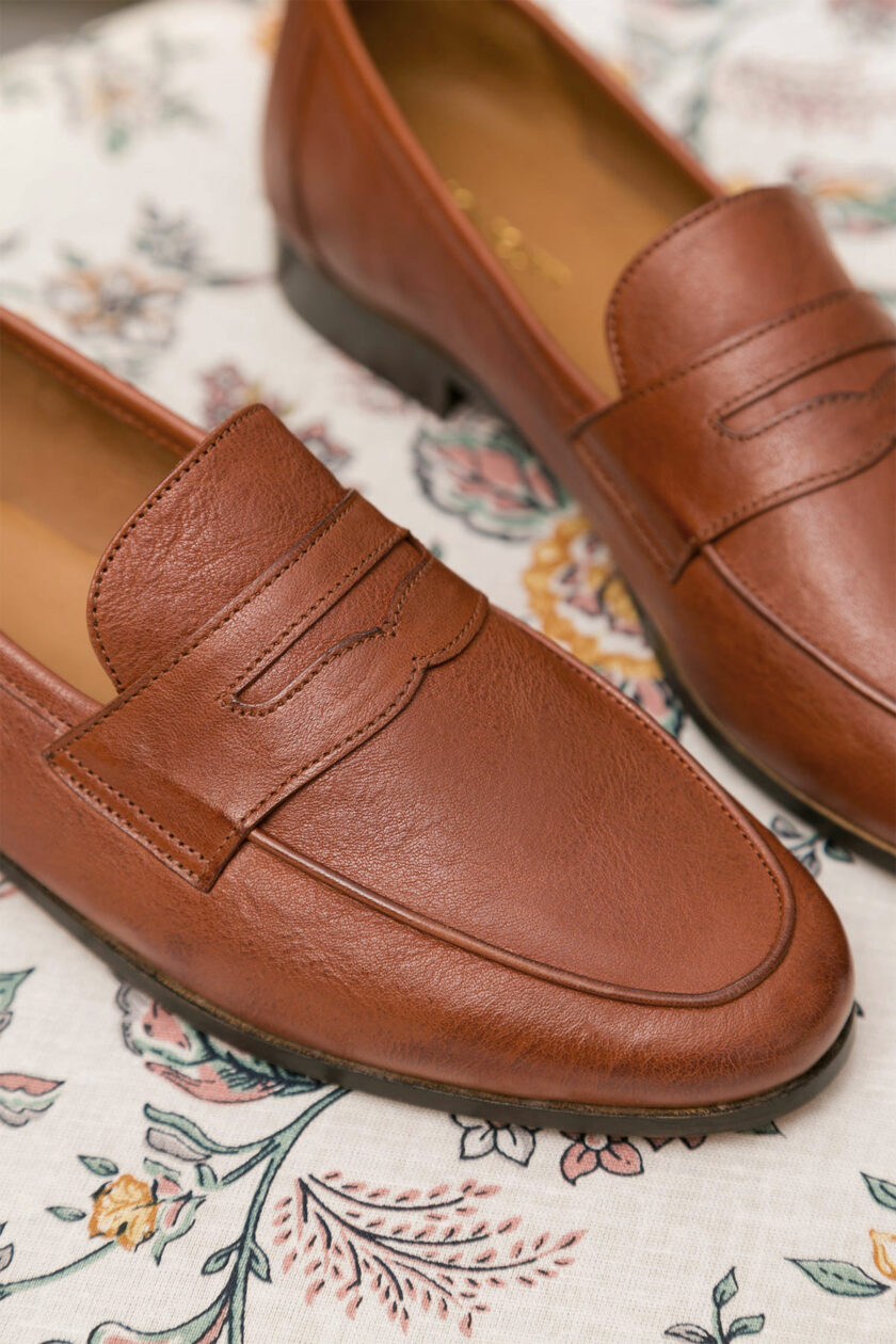 MOCASSIN COGNAC MAISON TOUFET HANNA CUIR TANNAGE VEGETAL