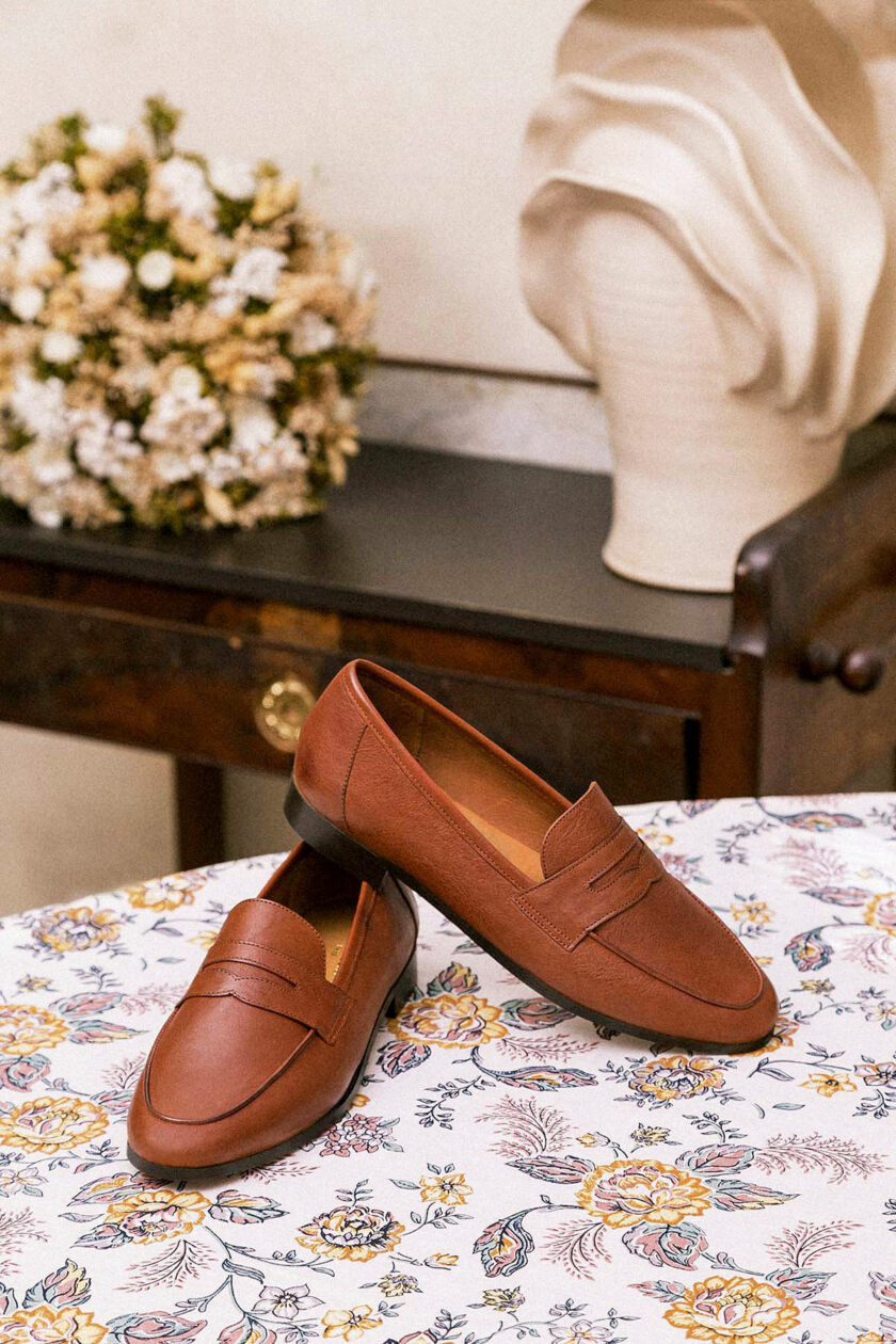MOCASSIN COGNAC MAISON TOUFET HANNA CUIR TANNAGE VEGETAL