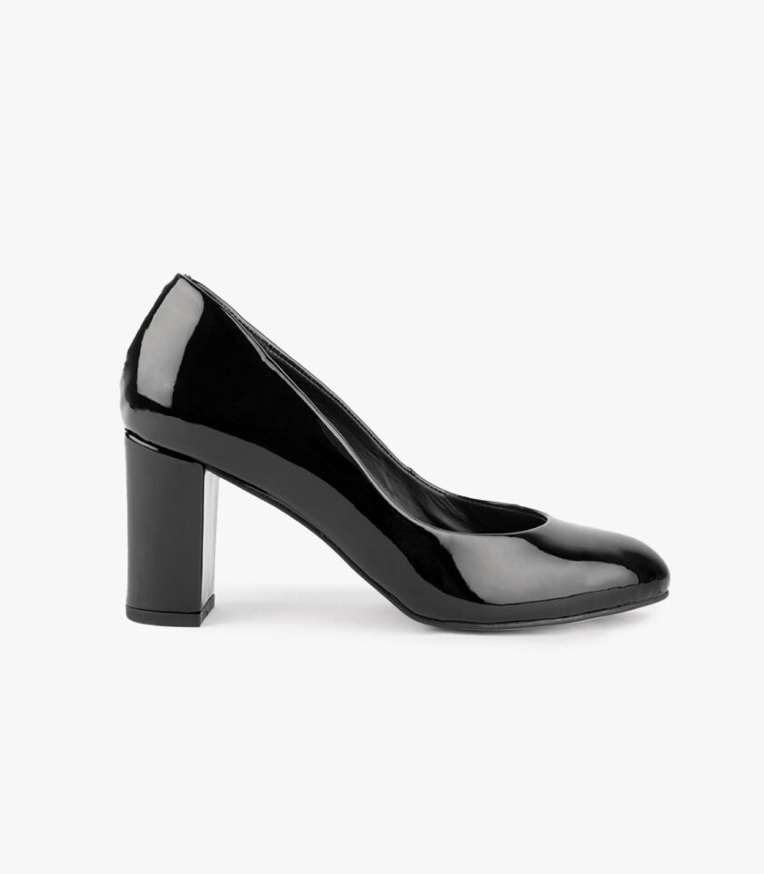 MAISON TOUFET ESCARPINS CONFORTABLE NOIR CUIR VERNIS LAURINE