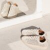 MAISON TOUFET BASKET LACET CANNAGE CONFORTABLE BLANC CREME CUIR LISSE FLORA