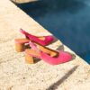 MAISON TOUFET ESCARPIN SLINGBACK SANDALE TALON CARRE MOYEN CONFORTABLE ROSE FUSHIA CUIR VELOURS TANNAGE VEGETAL YOLA
