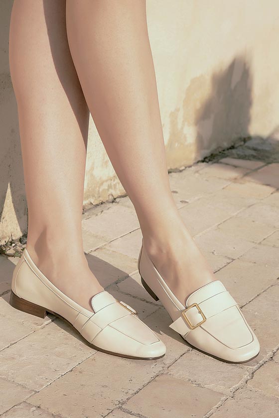 MAISON TOUFET MOCASSIN CONFORTABLE CREME BLANC CUIR LISSE HELOISE