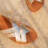 MAISON TOUFET SANDALE PLATE CONFORTABLE DOREE CLAIR CUIR METALISE OLIVIA