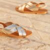 MAISON TOUFET SANDALE PLATE CONFORTABLE DOREE CLAIR CUIR METALISE OLIVIA