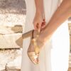 MAISON TOUFET SANDALE TALON CARRE MARIAGE CONFORTABLE DOREE FONCE CUIR METALISE AUDREY