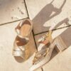 MAISON TOUFET SANDALE TALON COMPENSE PLATEFORME MARIAGE CEREMONIE CONFORTABLE DOREE FONCE CUIR METALISE FLORBELLA