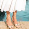 MAISON TOUFET SANDALE TALON MARIAGE CEREMONIE CONFORTABLE DOREE CLAIR CUIR METALISE FANNY