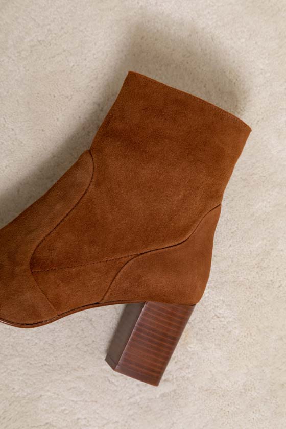 BOTTINE CONFORTABLE COGNAC MAISON TOUFET GISABELLE CUIR VELOURS