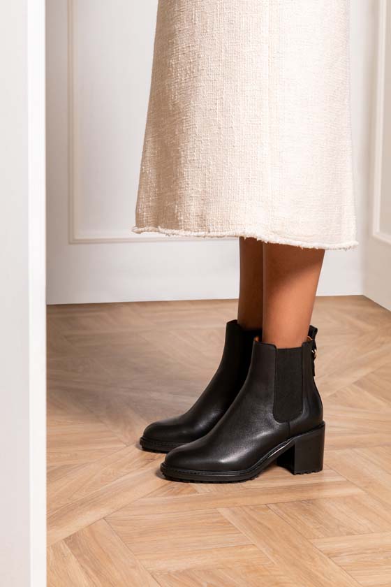 BOTTINE CONFORTABLE NOIR MAISON TOUFET THEA CUIR LISSE