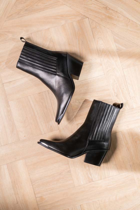 MAISON TOUFET BOTTINE CONFORTABLE NOIR CUIR LISSE LAETITIA