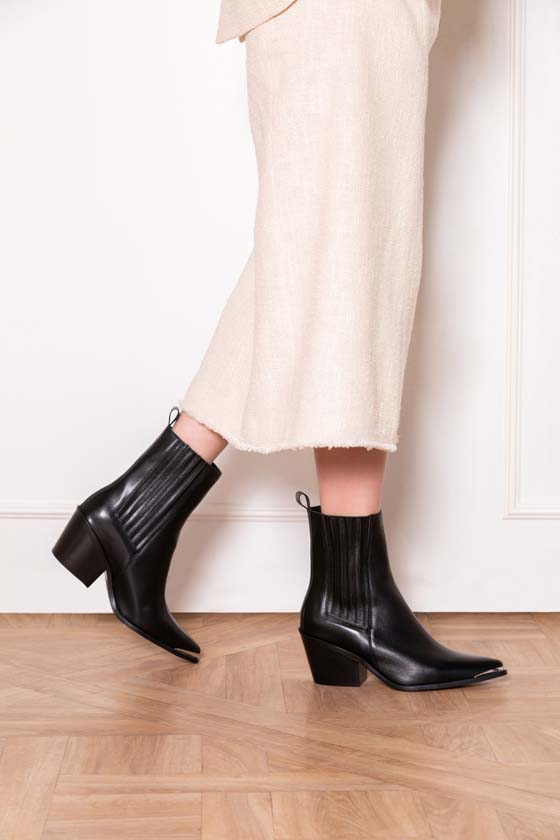 MAISON TOUFET BOTTINE CONFORTABLE NOIR CUIR LISSE LAETITIA