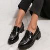 MAISON TOUFET ESCAPRINS A TALONS CONFORTABLE NOIR CUIR LISSE GISELCATHY