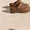 MAISON TOUFET SANDALE SABOT TALON BOIS CONFORTABLE LEOPARD CUIR POULAIN COLETTE