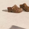 MAISON TOUFET SANDALE SABOT TALON BOIS CONFORTABLE LEOPARD CUIR POULAIN COLETTE
