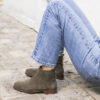 BOTTINE CONFORTABLE KAKI MAISON TOUFET MAUD CUIR VELOURS