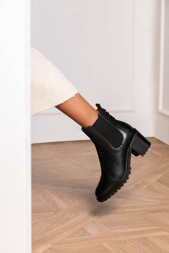 BOTTINE CONFORTABLE NOIR MAISON TOUFET THEA CUIR LISSE
