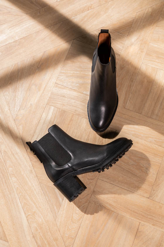 BOTTINE CONFORTABLE NOIR MAISON TOUFET THEA CUIR LISSE