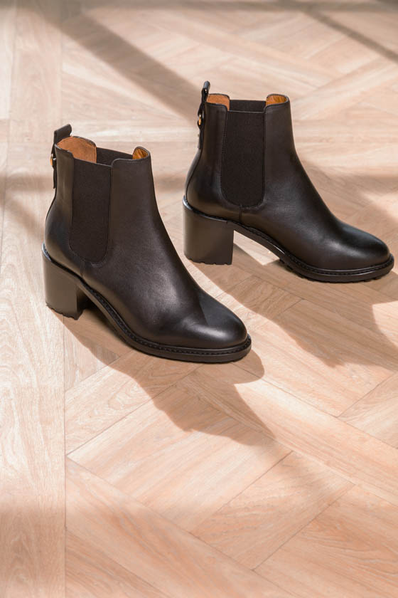 BOTTINE CONFORTABLE NOIR MAISON TOUFET THEA CUIR LISSE