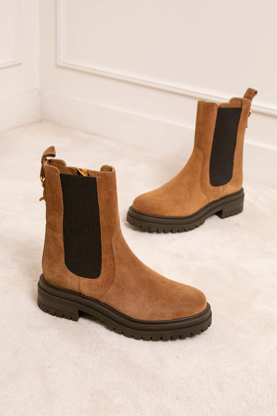 BOTTINE CONFORTABLE NOISETTE MAISON TOUFET JADY CUIR VELOURS