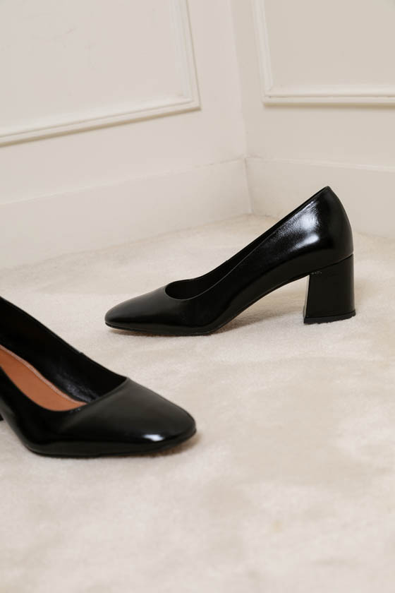 ESCARPIN CONFORTABLE NOIR MAISON TOUFET CUIR BRILLANT EFFET FROISE LOUISE