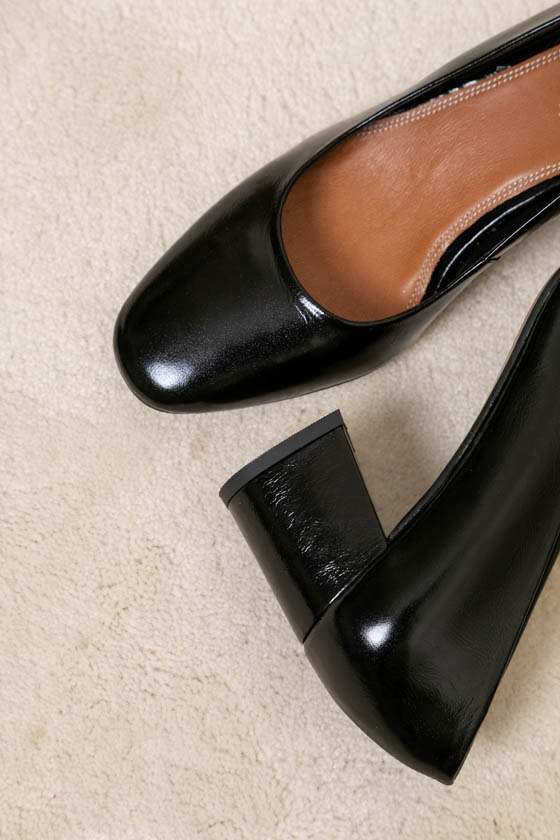 ESCARPIN CONFORTABLE NOIR MAISON TOUFET CUIR BRILLANT EFFET FROISE LOUISE