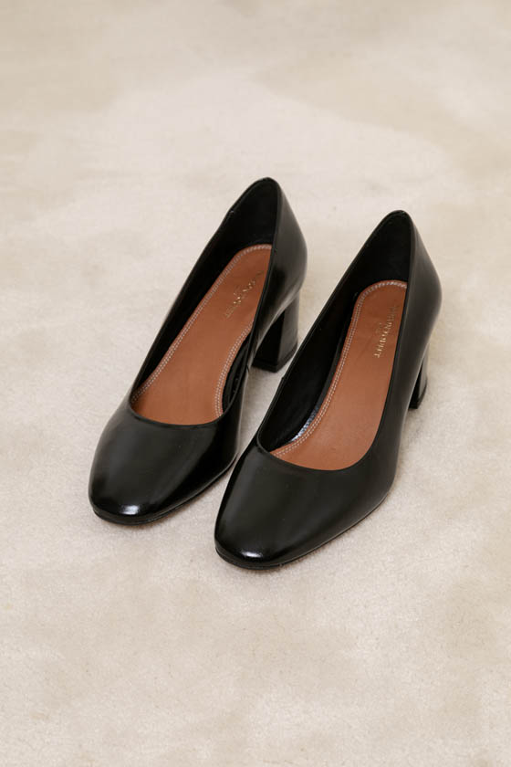 ESCARPIN CONFORTABLE NOIR MAISON TOUFET CUIR BRILLANT EFFET FROISE LOUISE