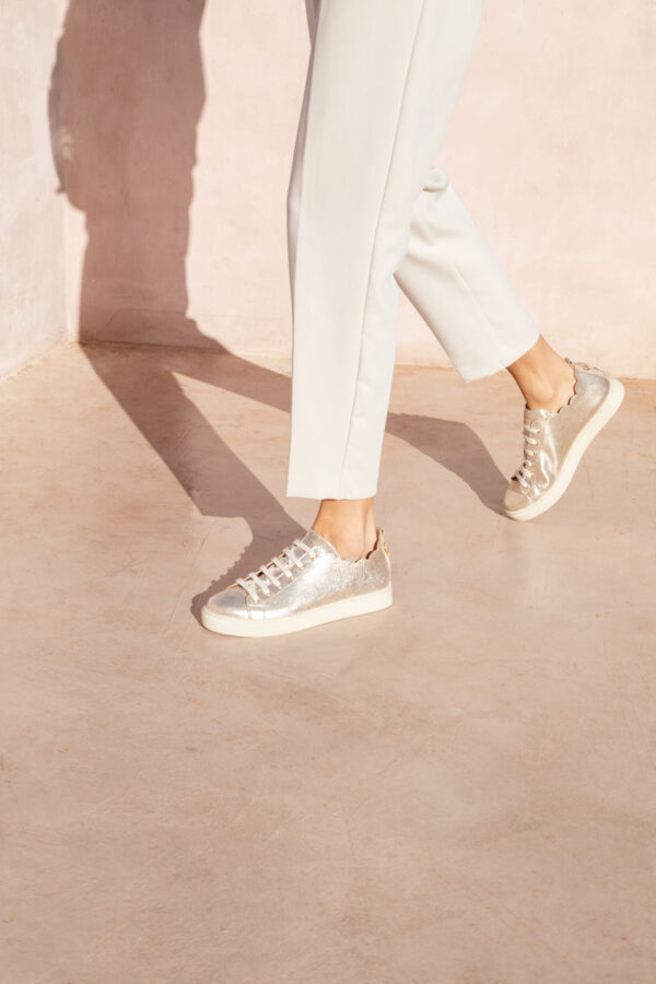 MAISON TOUFET BASKET LACET FESTON CROQUET CONFORTABLE DORE CLAIR CUIR PAILLETTE JULIE