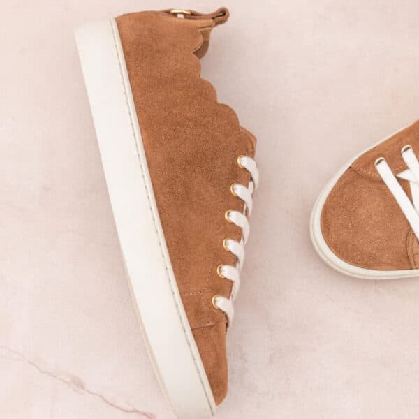 MAISON TOUFET BASKET LACET FESTON CROQUET CONFORTABLE NOISETTE DORE CUIR VELOURS JULIE