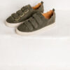 MAISON TOUFET BASKET VELCRO FESTON CROQUET CONFORTABLE DORE KAKI CUIR VELOURS JULIANNE