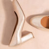 MAISON TOUFET ESCARPIN TALON CARRE MARIAGE CEREMONIE CONFORTABLE DORE CLAIR CUIR PAILLETTE LAURINE