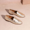 MAISON TOUFET MOCASSIN CONFORTABLE DORE CLAIR CUIR CRAQUELE METALLISE HANNA