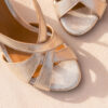 MAISON TOUFET SANDALES TALON CARRE MARIAGE CEREMONIE CONFORTABLE DOREE CLAIR CUIR PAILLETTE LILLY