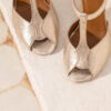 MAISON TOUFET SANDALES TALON CARRE MARIAGE CEREMONIE CONFORTABLE DORE CLAIR CUIR PAILLETTE NATACHA