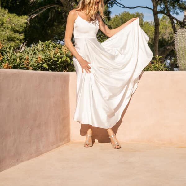 MAISON TOUFET SANDALES TALON CARRE MARIAGE CEREMONIE CONFORTABLE DORE CLAIR CUIR PAILLETTE NATACHA