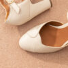 MAISON TOUFET SANDALE BABIES TALON CARRE MARIAGE CEREMONIE CONFORTABLE BLANC CREME BEIGE CUIR LISSE GWENAELLE