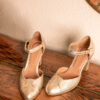 MAISON TOUFET SANDALE BABIES TALON CARRE MARIAGE CEREMONIE CONFORTABLE DORE CLAIR CUIR METALLISE GWENAELLE