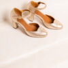 MAISON TOUFET SANDALE BABIES TALON CARRE MARIAGE CEREMONIE CONFORTABLE DORE CLAIR CUIR PAILLETTE GWENAELLE